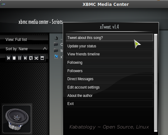 XBMC + xTweet script XBMC + xTweet script