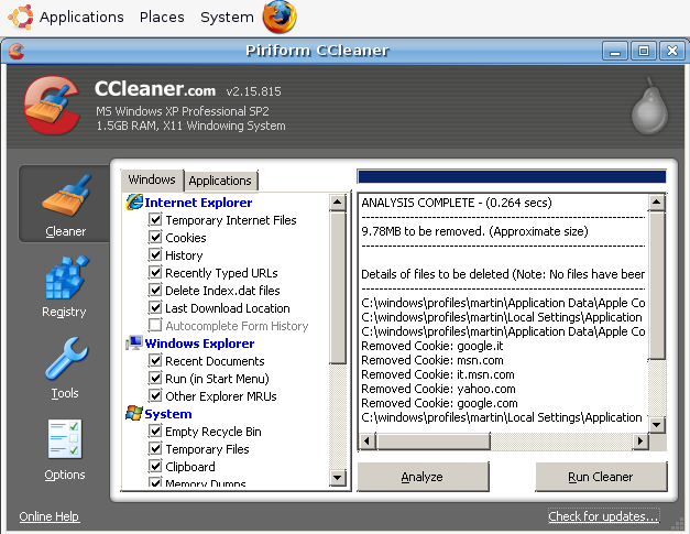 ccleaner for windows xp sp2